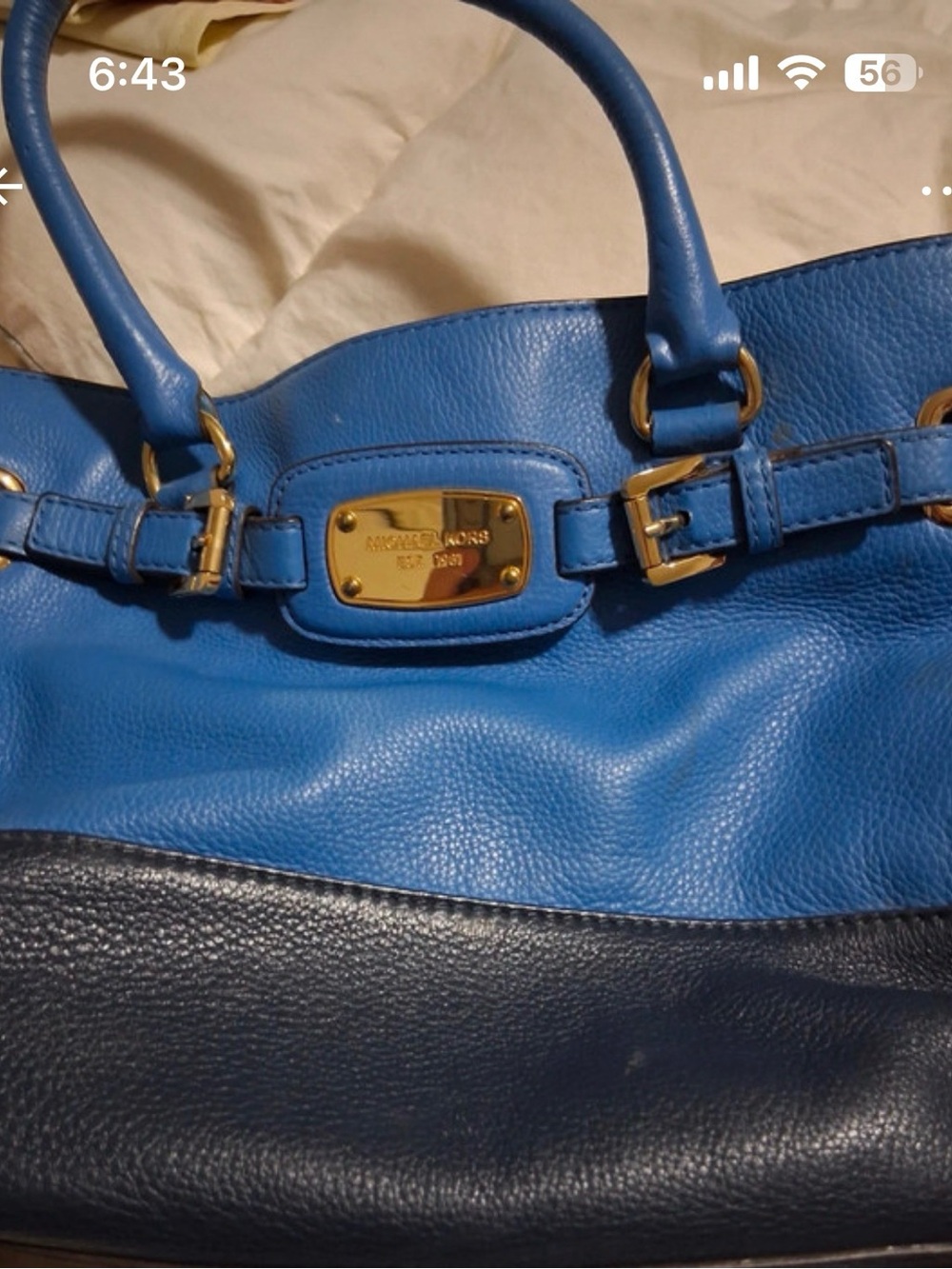 Michael Kors Blue and Navy Two-Tone Leather Tote